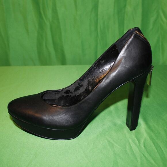 Vince Camuto Black Platform High Heel Gold Zip A2  Sz. 9 M - Picture 14 of 16